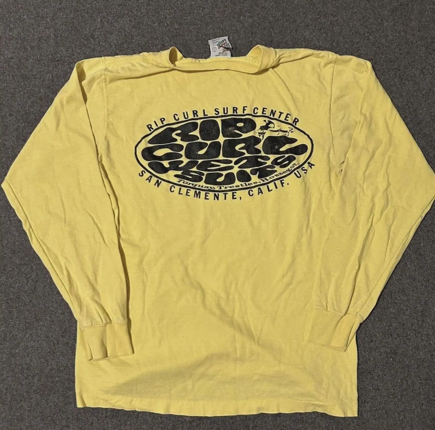 1980s Rip Curl California Vintage Long Sleeve Single Printed Rare Surfwear 1980s Rip Curl California Vintage Long Sleeve Single Printed Rare Surfwear