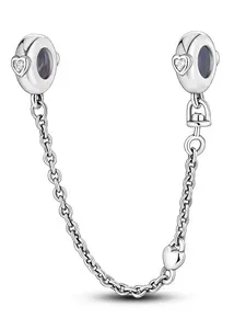 Silver Color Classic Safety Chain with Zirconia Pave, DIY Jewelry Making Accessory, Cute Style for All Seasons