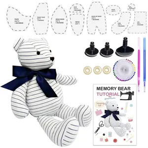 17-Inch Large Memory Bear Sewing Pattern Kit for Beginners, Plastic Templates, Detailed Instructions, Safety Eyes, Noses, Pins (Toys & Hobbies Arts & Crafts Sewing Craft Kit)