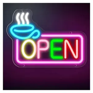 Sign Illuminated Open Neon Signs Café Neon Signage LED Business Signboards For Drink Bars Cafeteria Store Storefront 25x18.2cm Sign Illuminated