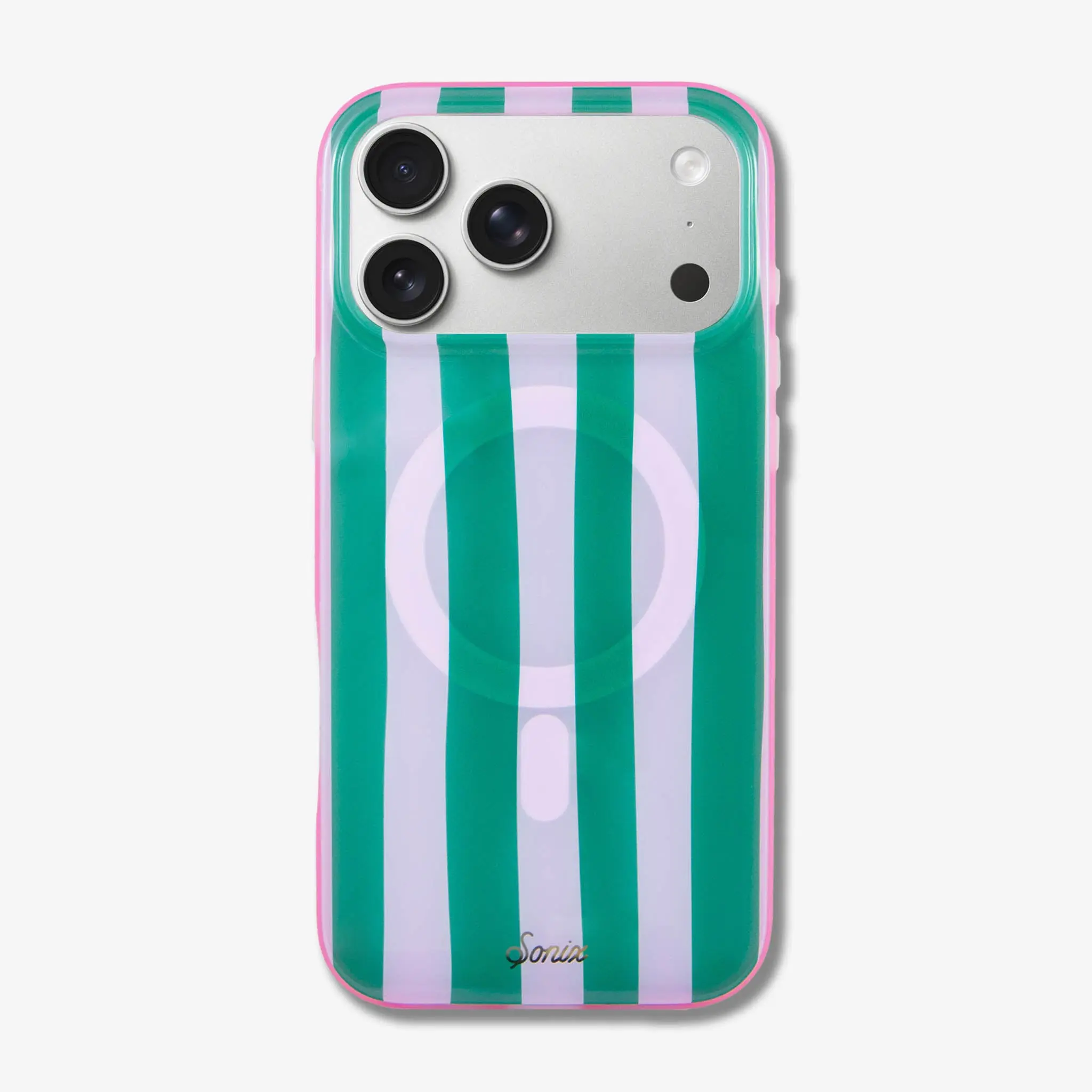 Jelly Stripe MagSafe® Compatible iPhone Case - Pink / Green
