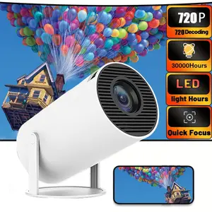 Mini Projector with WiFi & Bluetooth 2025 Upgrade 720P Outdoor Portable Movie Projector for Phone TV Stick White Adjustable Stand LED 30000 Hours Quick Focus