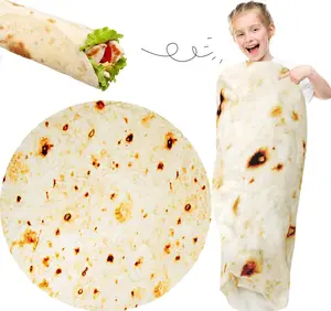 Burritos Tortilla Blanket, Double-Sided Realistic Burrito Taco Throw Blanket Wrap Adult Size, Gag Gifts for Kids Teens Birthday, Funny Food Blanket Weird Boys, Girls, Beige, 80in