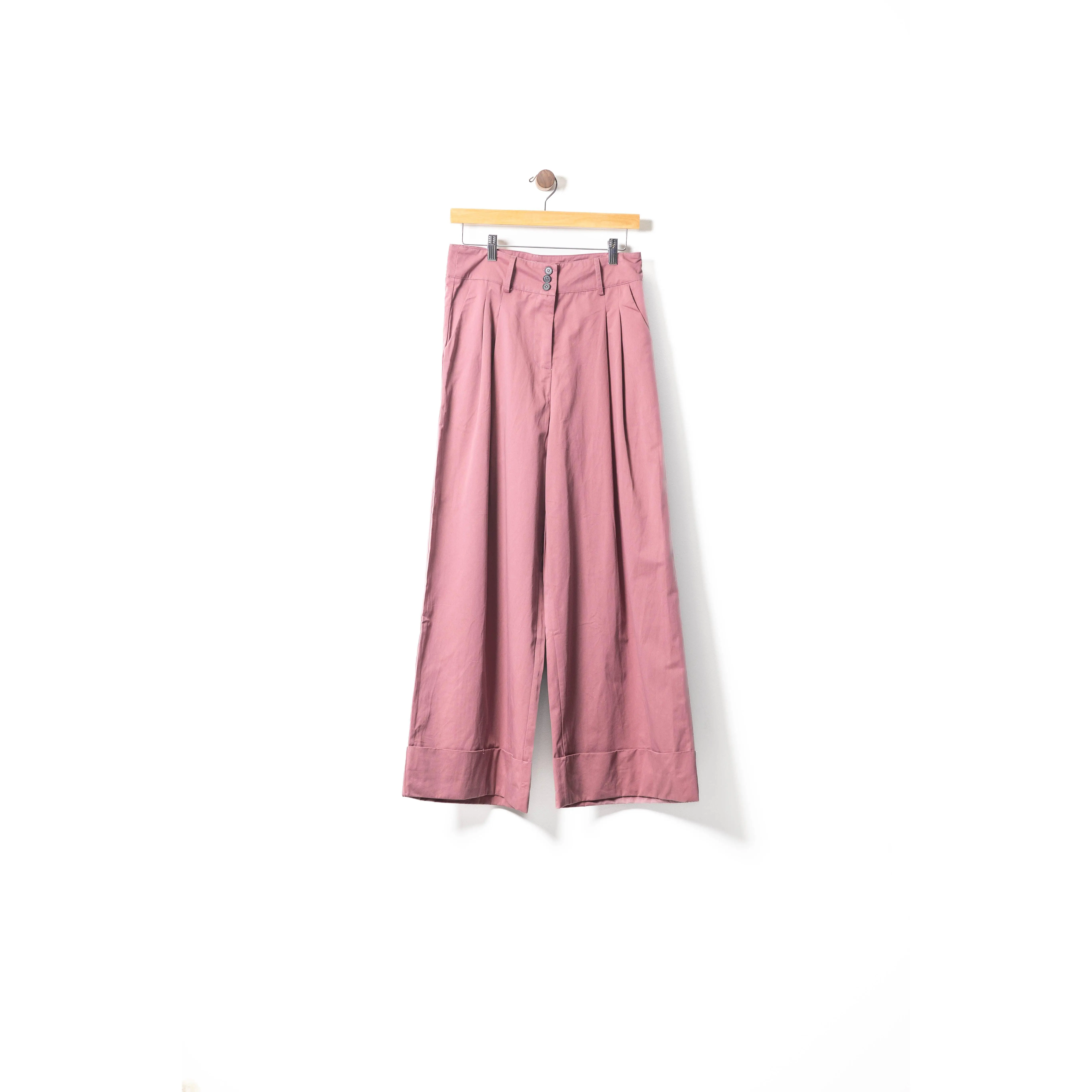 Wide-Leg High-Waist Pleated Pants
