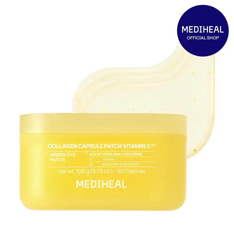 [MEDIHEAL] Collagen Capsule Patch Vitamin C | Radiance Hydrogel Patches | Dark Circle & Wrinkle Care | Firming + Hydrating | Korean Skincare