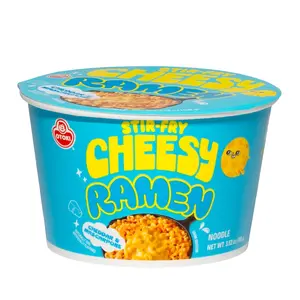 Cheesy Stir-Fry Ramen (Bowl) – Cheddar & Mascarpone Flavor | Creamy & Savory Korean Instant Noodles | 3.53 oz (Pack of 6)