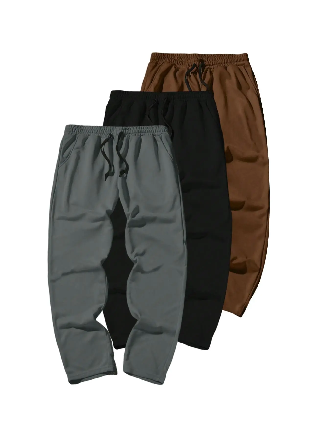 Drawstring Sweatpants with Pockets, Loose Stylish Comfy Elastic Waist Straight Leg Trouser, Drippy Outfits Going Out Outfit, Men's Clothing, Casual Me