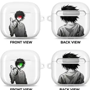 Death Note Anime AirPods Case L & Light Yagami Dark Psychology Icons – Ryuk, Red Apple Symbolism Gothic Black & White Manga Art Chibi & Realistic Anime Illustration Otaku Collector Style Cover For AirPods DS 8