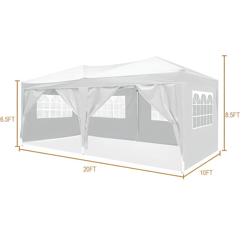 10'x20'FT Outdoor Canopy Tent with 6 Removable Sidewalls – Waterproof Wedding & Party Gazebo, UPF 50+ Patio Event Marquee, Instant Setup Portable Outdoor Tent with Carry Bag for Beach, Camping & Backyard Events