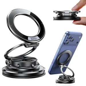 GUCCQUEEN Universal Magnetic Car Phone Holder with Strong Vacuum Suction Cup Mount Foldable Design for All Smartphones Vehicles Dashboard Gym Bathroom Mirrors
