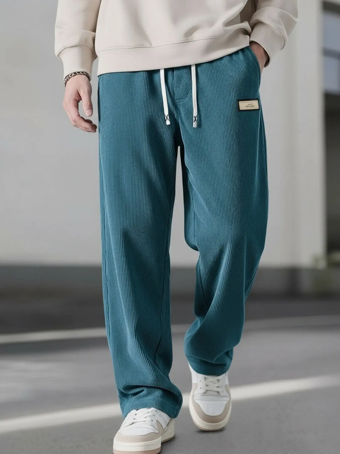 Men's Blue Corduroy Pants Fall Winter Fleece Lined Vintage American ...