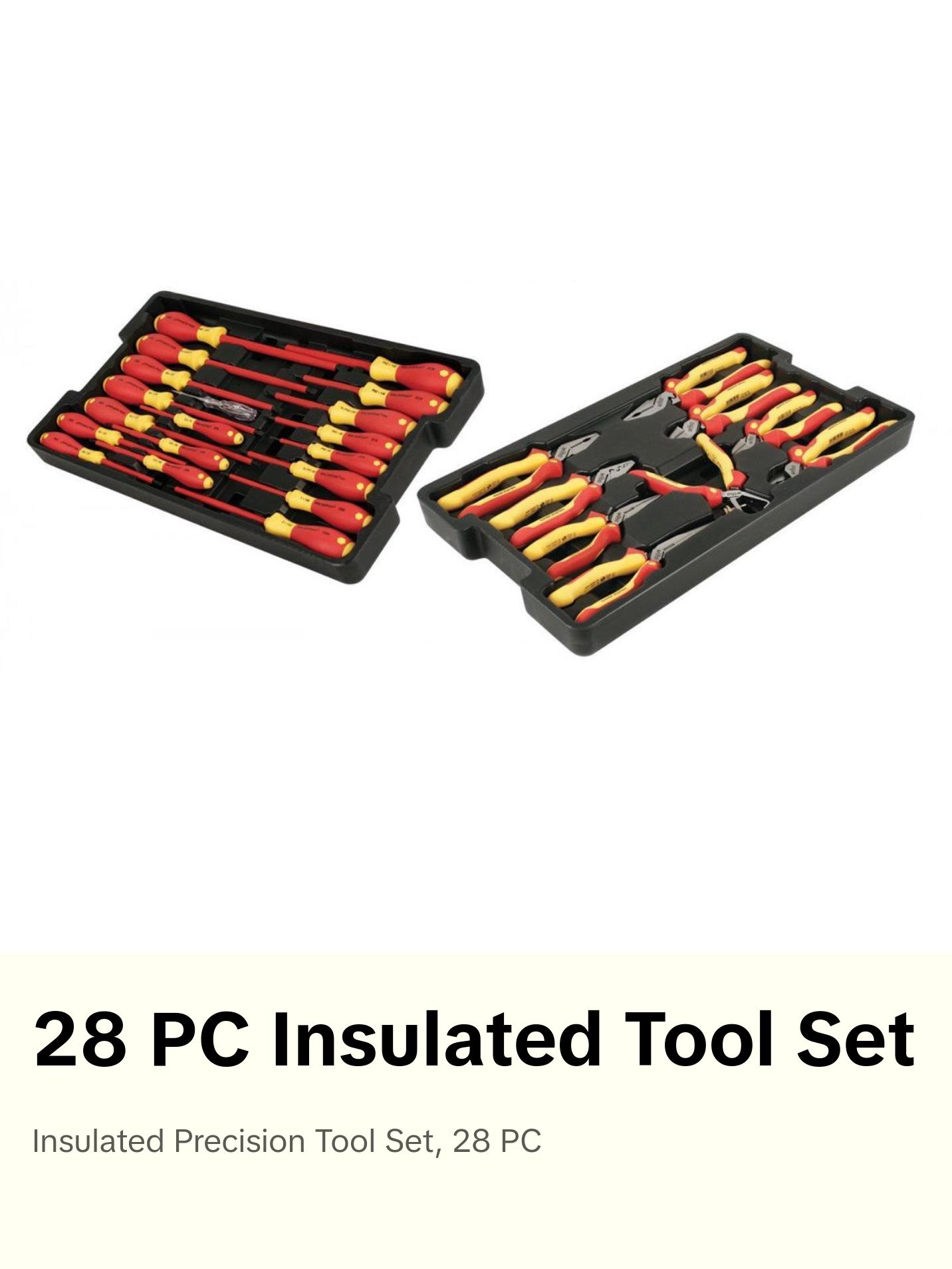 Wiha Tools 32989 Insulated Pliers / Cutters / Screwdriver Set in Tray, 28 Pc.