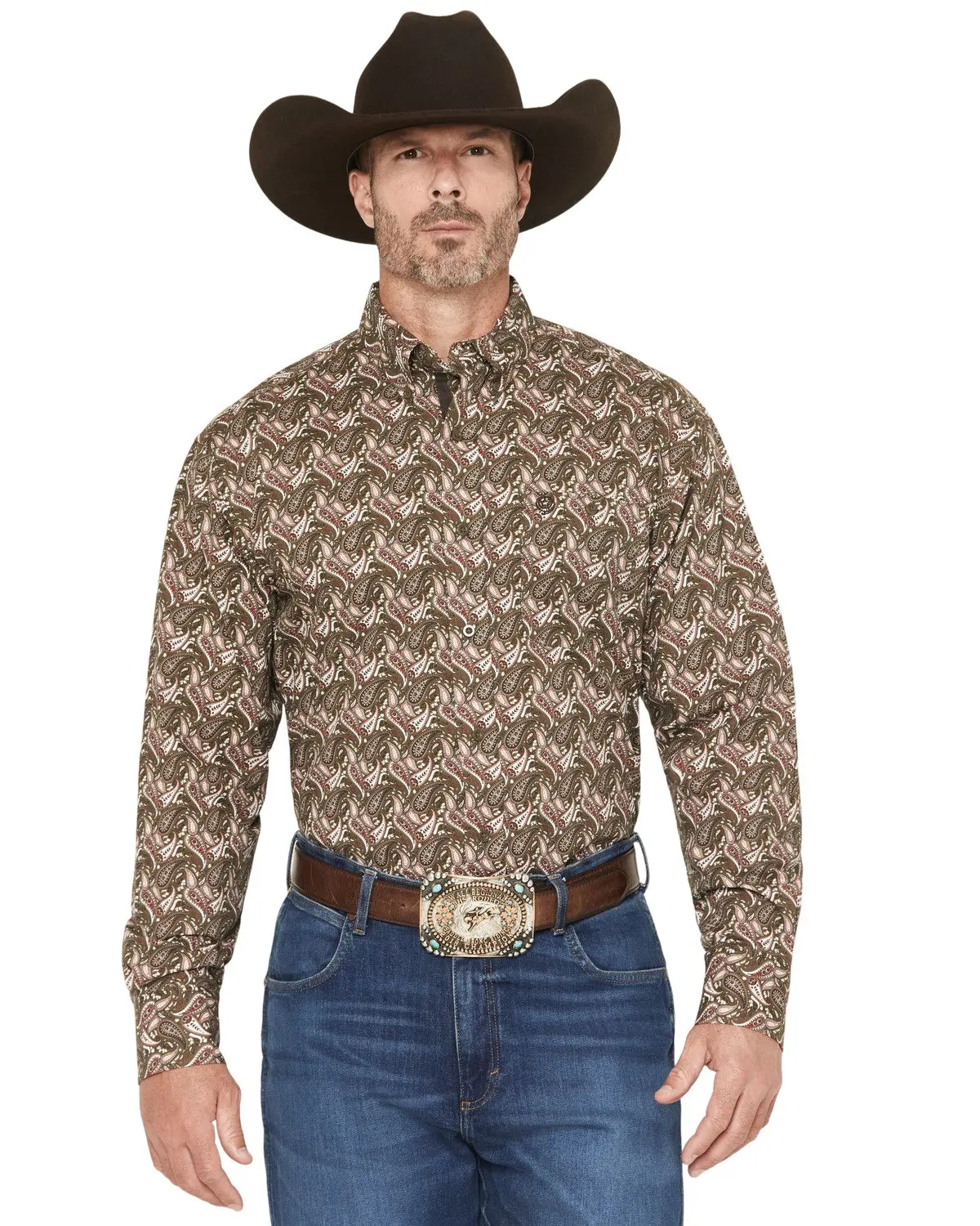 Wrangler Men's George Strait By Men'S Paisley Print Long Sleeve Button-Down - 112368230-Big