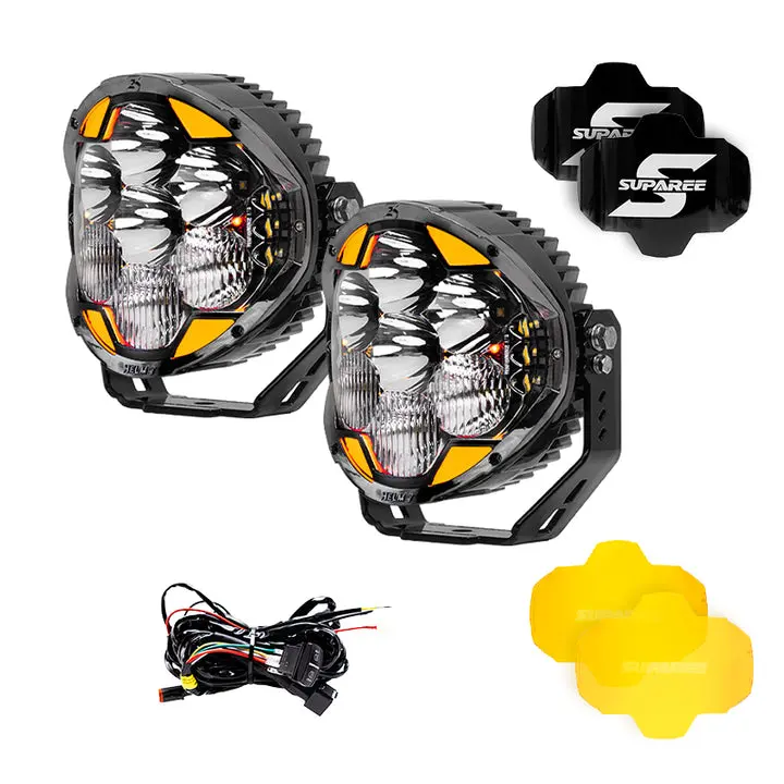 SUPAREE HELM 7'' LED Pod Lights 13000LM Dual Beam with Amber DRL for Enhanced Visibility and Safety