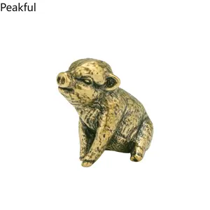 Brass Lucky Pig Statue – Retro Zodiac Pig Copper Figurine, Unique Metal Ornament for Home or Office, Stylish and Meaningful Gift, Perfect for Bringing Good Fortune and Vintage Charm