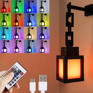 Pixelated Lantern Night Light LED 16 RGB Change Rechargeable Wall Tabletop Lamp for Gamers Boys Girls Man Bedroom Game Room Decor 2026 Xmas Gifts Adjustable