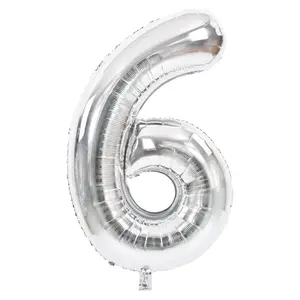 34 In. Silver Number 6 Balloon