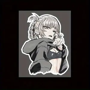 2D Flat Motorcycle Helmet Stickers Anime Girl Fun Peek Graffiti Car Stickers Car Decorative Sticker