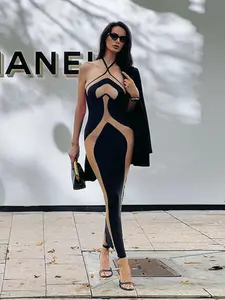 Backless Halter Slim-Fit Sexy Hollow Out Dress, Unique Evening Wear for Women, Perfect for Parties and Special Occasions