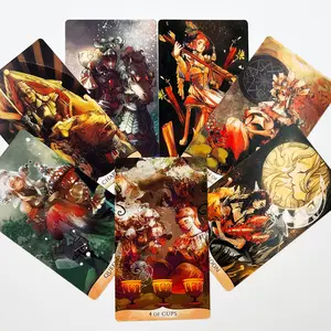 Traditional Comic Tarot Cards with Guide, Outdoor Camping Party Game, Fortune Telling Tool, Holiday Gift, 78 Cards, 12x7 Cm