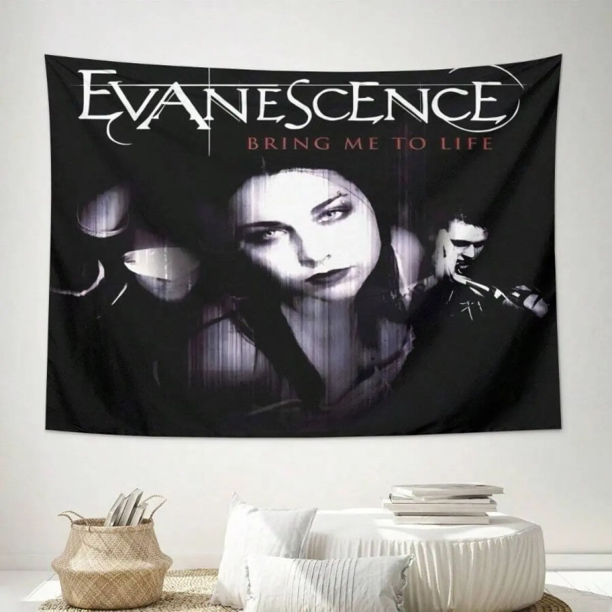 Evanescence "Bring Me To Life" Wall Hanging Tapestry -Minimalist Office & Study Decor 100% Polyester Lightweight Fabric, No Electricity Needed Calming Artwork For Home Camping Travel chill  room  accessories y2k  decor Meme Banner Christmas Backdrop outdo