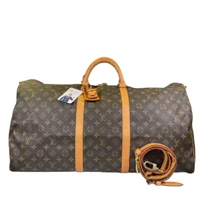 Pre-owned Coated Canvas & Leather Luggage Louis Vuitton Keepall 60 Monogram Bando Lock + Tag Duffel Travel Bag