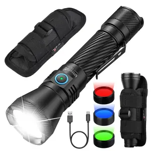 UltraFire T6 Tactical Police Flashlight, 1800 Lumens LED, 1804ft Beam, IPX-8 Waterproof & Drop-Resistant, Includes Red, Green, Blue Filters, 4 Modes, Fast Charging, Designed for Law Enforcement, Perfect for Emergencies tiktokshopspringglowup