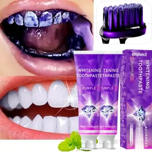 2-PACK Mint Flavor Whitening Toothpaste, Lightweight Purple Toothpaste, Deep Cleaning, Gentle Non-Irritating, Fresh Breath, Travel Portable, 120g