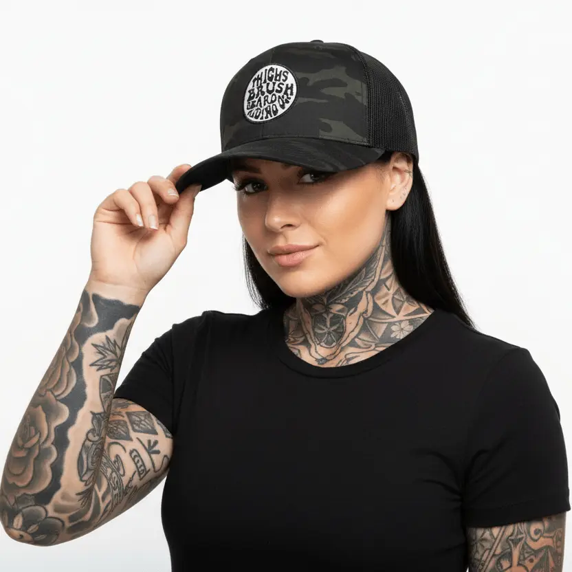 THIGHBRUSH® BEARD RIDING COMPANY - Trucker Snapback Hat - Camo - Multicam Black