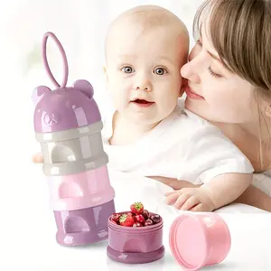 1pc/2pcs Stackable Large Snack Container for On-the-Go Feeding, Independent Layered Design,Portable Colorful Food Storage Box for Baby Powder, Plastic Milk Container