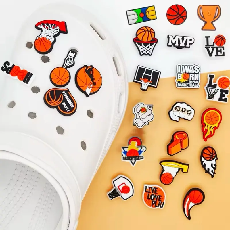 24pcs Basketball Theme Shoe Charms - High-Quality Durable Charms for Clog-Style Shoes - Perfect Gift for Footwear Decor - Sports shoe charms