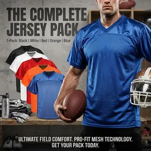 Youth Boys Kids Athletic Practice Football Jerseys - Blank Hip Hop Hipster Sports Shirt Comfortable Breathable Fabric for Training Casual Wear Sizes S-XL