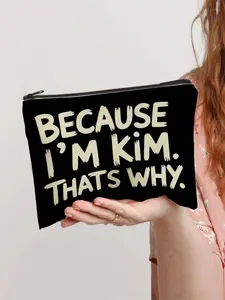"Because I'm Kim. That's Why." Personalized Makeup Bag – Cute Cosmetic Pouch for Women & Girls, Perfect Gift for Friends, Family, Colleagues, BFFs, Sisters – Birthday, Christmas, Mother's Day, Valentine's Day, Thanksgiving Travel Cosmetic Bags