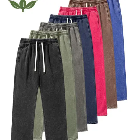 Men’s Acid-Wash Washable Solid-Color Loose-Fit Athletic Casual Sweatpants - Unisex, All-Season, 1-Pack/2-Pack Options, Back-to-School Apparel pants for men