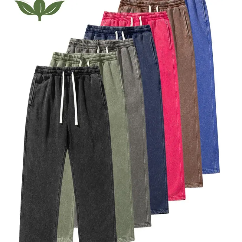 Men’s Acid-Wash Washable Solid-Color Loose-Fit Athletic Casual Sweatpants - Unisex, All-Season, 1-Pack/2-Pack Options, Back-to-School Apparel pants for men
