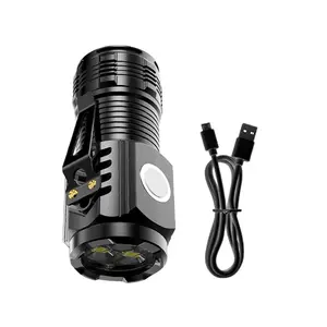 (1 piece) Mini flashlight, rechargeable, high brightness, waterproof, LED micro light, with magnetic clip base, portable night survival tool, interactive outdoor camping equipment, suitable for hiking, fishing and travel.