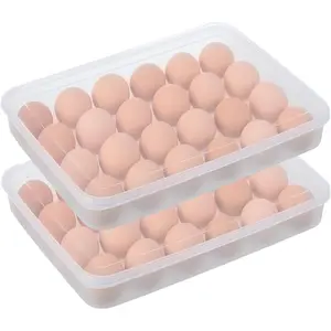 24 Egg Storage Holder for Refrigerator, Stackable Covered Egg Tray Container with Lid, Clear Plastic Organizer for Fresh Egg Protection, 1-Pack Deviled Egg Dispenser with 24-Egg Capacity Each