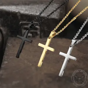 GTHIC Simple Cross Design Stainless Steel Pendant for Men Women Daily Wear Statement Jewelry Father's Day Gift
