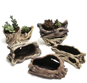 Creative cement succulent Huapeng old root carving succulent flower pot Plants for Office and Desk Decor,Bathroom, Bedroom,
