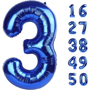 40 Inch Large Dark Blue Foil Number 3 Balloons for 3rd 13 23 30 Birthday Anniversary Party Decorations Supplies for Boys Girls