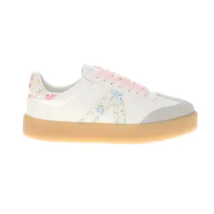 MIA Womens Axel Floral Lace Up Sneakers Shoes Casual - White