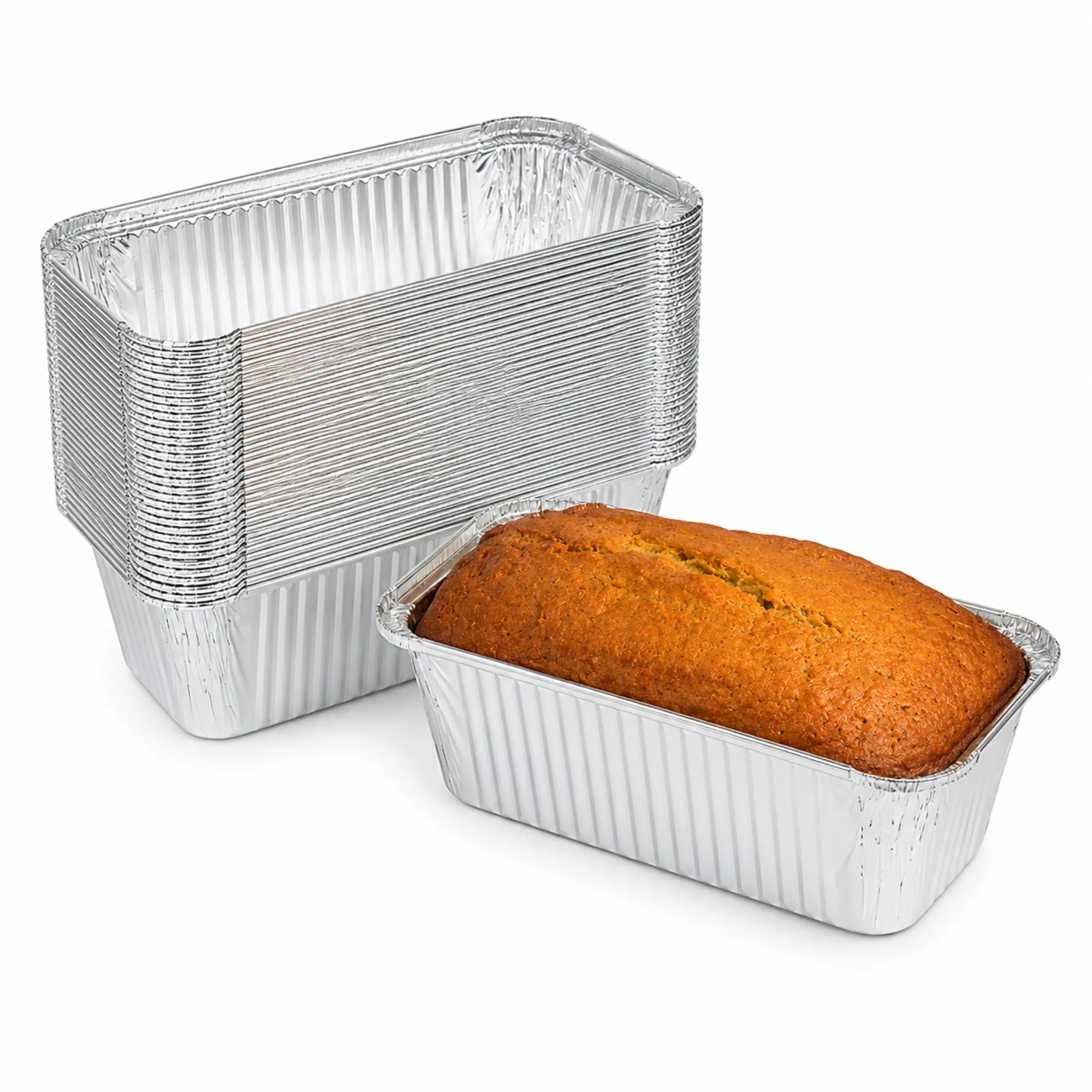 VeZee 2LB Rectangular Loaf Pans Disposable Aluminum Foil Baking Tins for Bread, Pound Cake, Meatloaf & Lasagna | Oven Safe, Freezer Safe, Non-Stick, BPA Free, Recyclable Food Containers