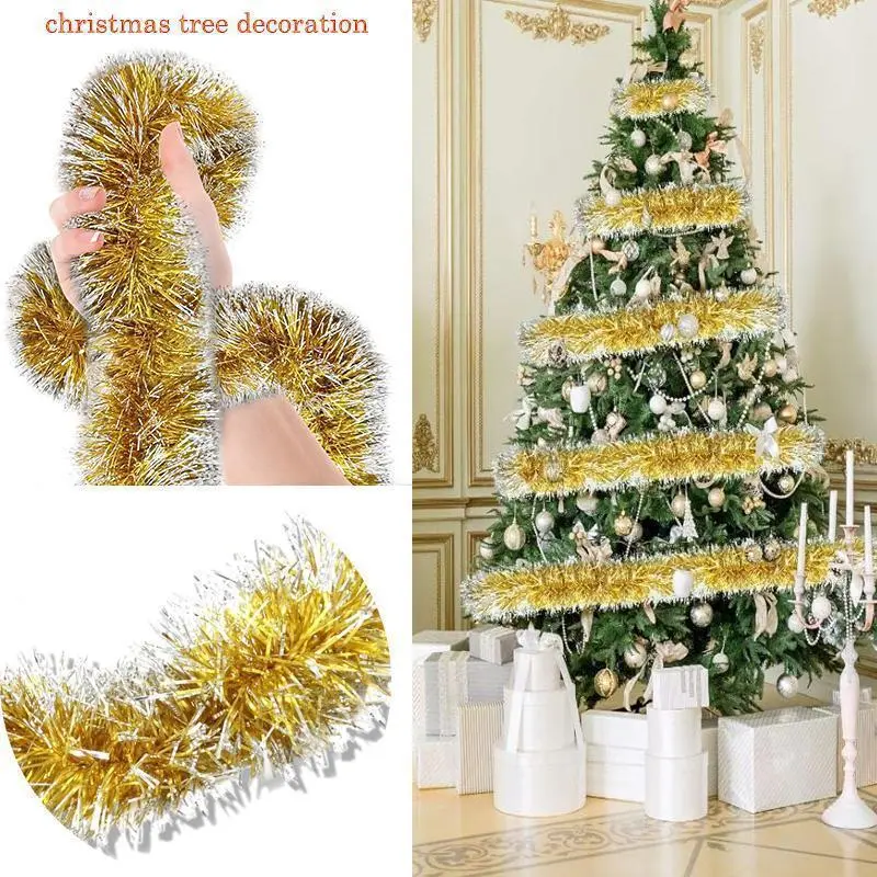 Lightweight Metallic Christmas Tree Tinsel Garland Streamers, Holiday Party Decorations Supplies for Indoor & Outdoor Use (Toys & Hobbies Category)