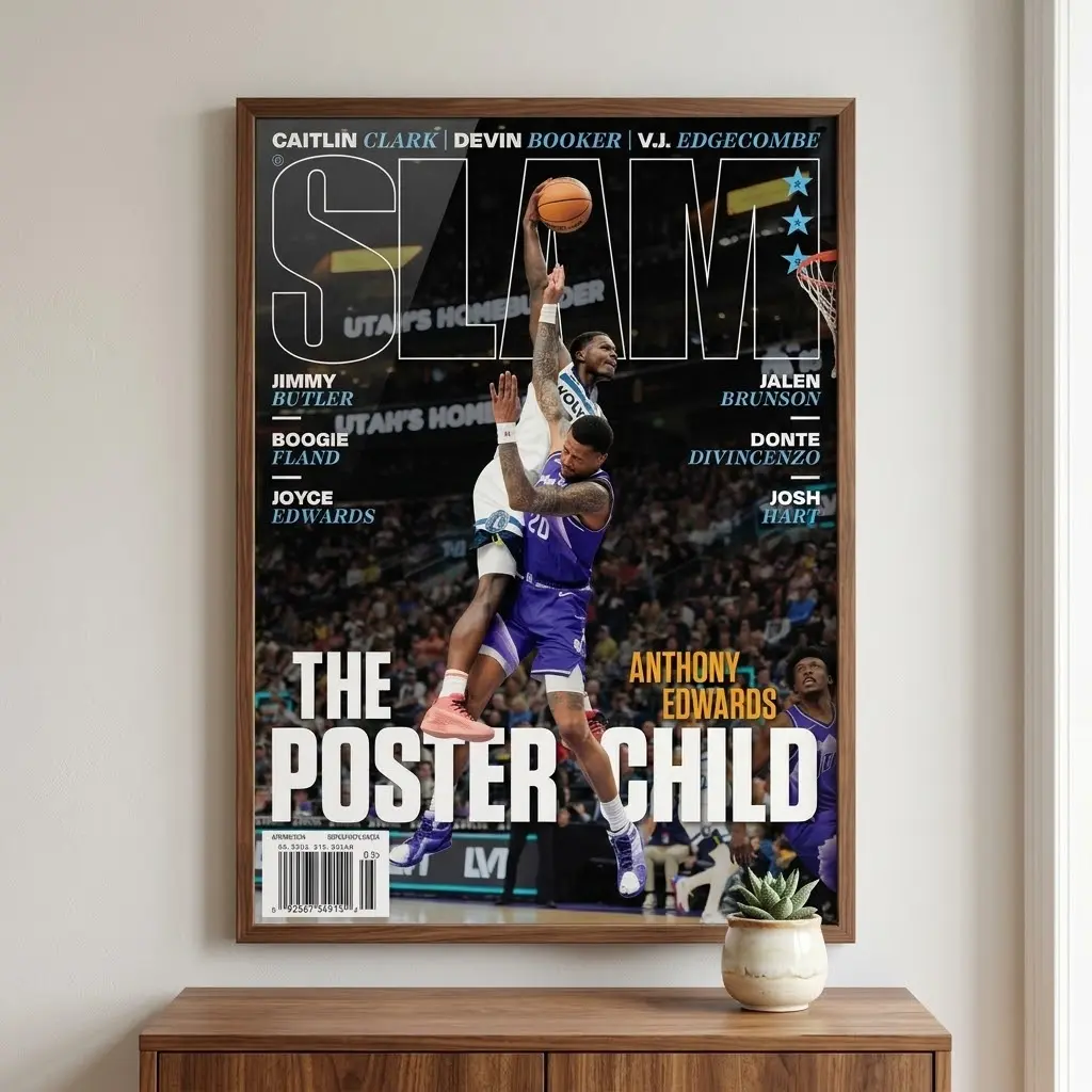 Anthony Edwards SLAM Magazine Cover Poster No Frame, Basketball Dunk Wall Art, NBA Sports Decor, Athlete Print, Fan Gift Artwork