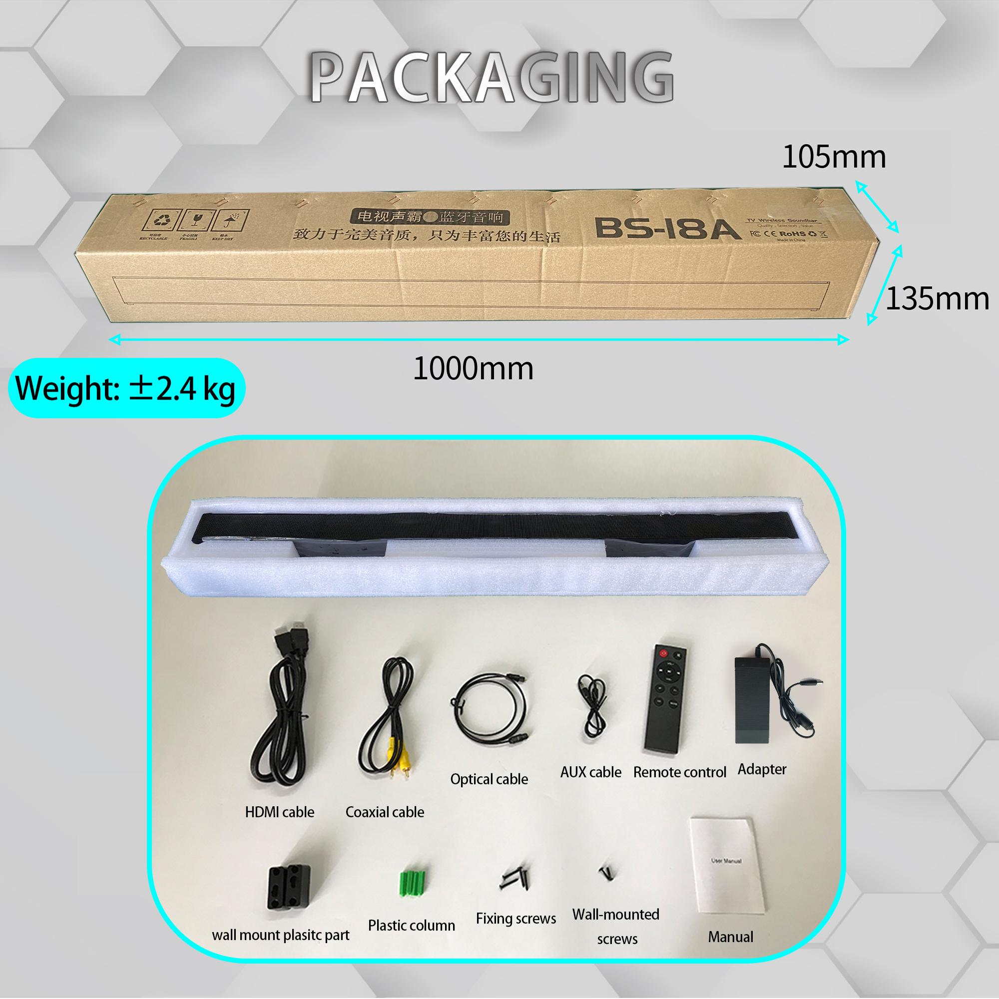 Sound Box, Bluetooth 5.0 Soundbar Speaker, Home Theater 3D Soundbars Bass Subwoofer With ARC,OPT,Coaxial Line Remote Control