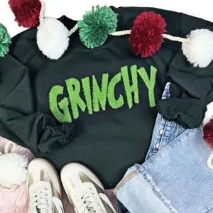 Fluffy Bright Green Grinchy Festive Christmas Sweatshirt