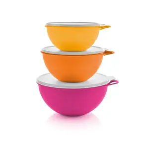 Tupperware Thatsa Bowls Set of 3 Airtight Leakproof Mixing Bowls with Ergonomic Thumb Handle for Superior Control and Easy Serving and Storing