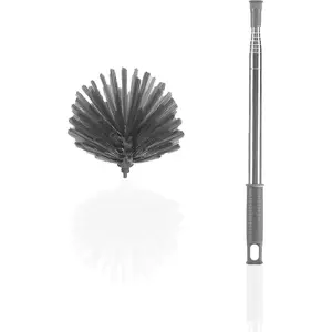 Cobweb Duster with Extension Pole, Spider Web Brush w 15-100 Inch Long Handle Dusters for Cleaning Ceiling Fan, Blinds, Furniture & Cars, Gray