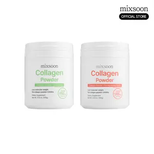 [mixsoon Official Store] Korean Marine Collagen Supplement Glow Drink Duo – Inner Beauty Powder, Low Molecular Fish Collagen with Vitamin C, Lime & Pomegranate 100g * 2