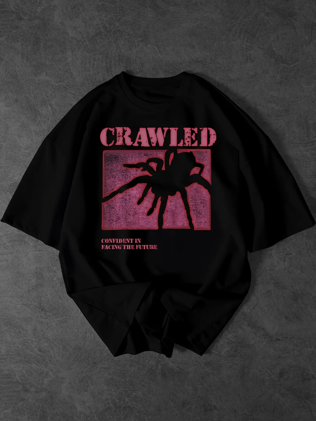 Men's Summer Vintage Spiderweb Print Cropped Casual T-Shirt, Dark Style
